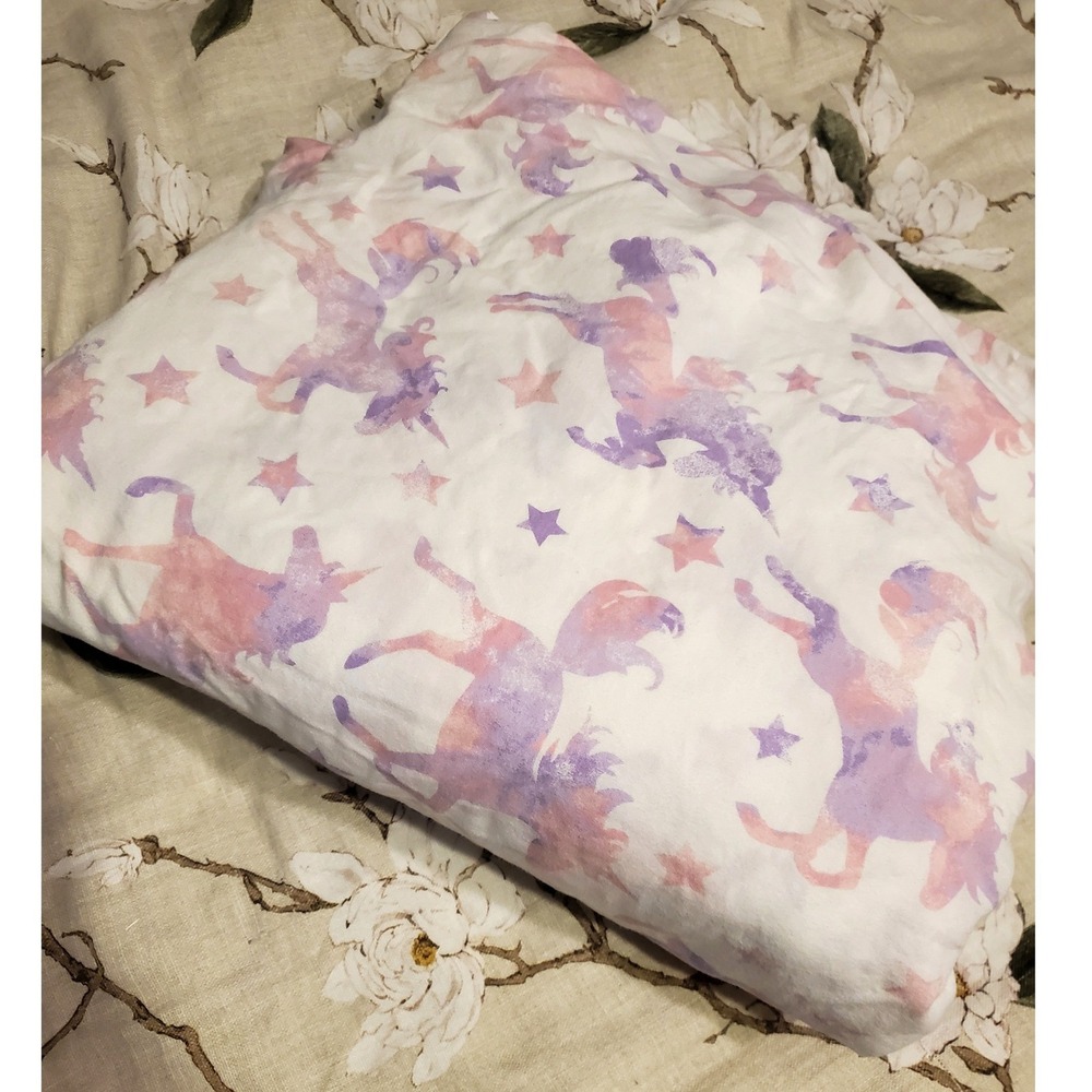 Your Zone Fitted Sheet White Purple Pink Unicorn Stars Cotton Bedding Full Size